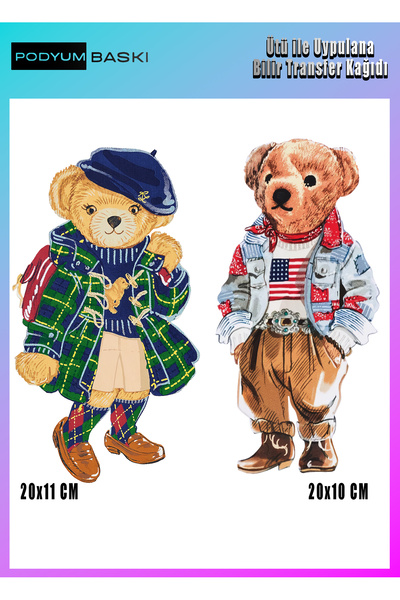 podyum baskı الحديد على الملابس النسيج DTF الطباعة تي شيرت الطباعة الدببة للط...