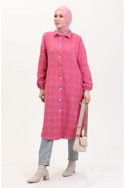 sefamerve Pink Buttoned Tunic - 0564-03
