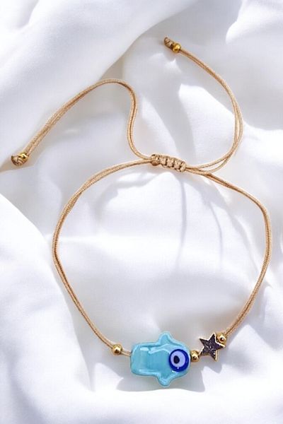 PETEK AKSESUAR Fatmaanaeli Evil Eye Handmade Glass Murano Anklet Bracelet