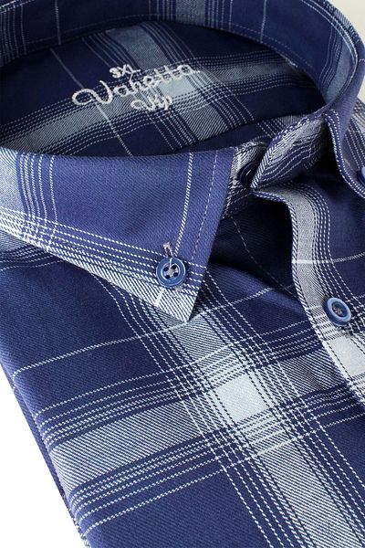 Varetta Ανδρικό πουκάμισο μεγάλου μεγέθους Navy Blue με διπλή τσέπη με φαρδύ κόψιμο μακρυμάνικο