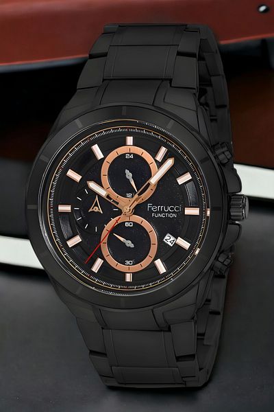 Ferrucci Men's Watch - Black-Rose, 3Atm, Fcf.12609Fm.04 Sdfer135, Function Model
