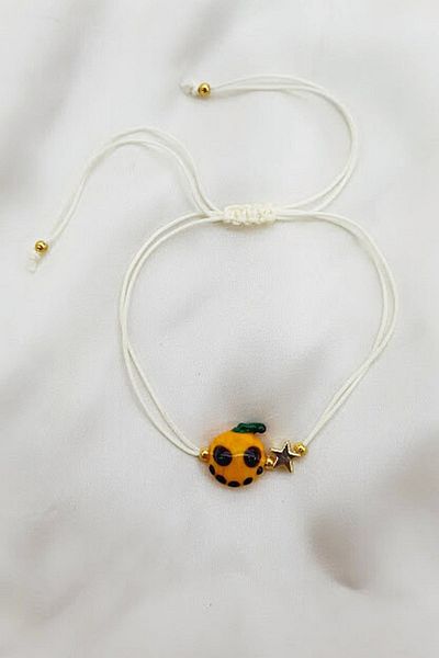 PETEK AKSESUAR Pumpkin Handmade Glass Murano Anklet Bracelet