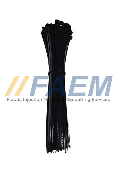 FAEM 3.6x300 mm Kablo Bağı - Plastik Kelepçe - Cırt Kelepçe (SİYAH) ( 100 Adet )