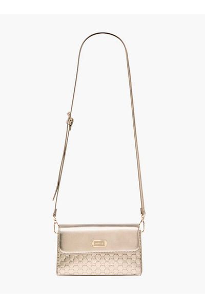 Missy Logo Embossed Crossbody Bag with Detachable Strap and Flap Closure