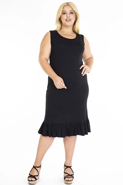 modayız Μαύρη φούστα με βολάν Φόρεμα Plus Size 25d-1201