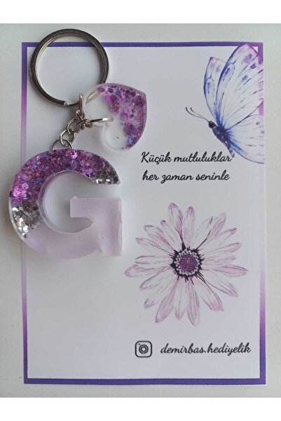 demirbasavm سلسلة مفاتيح مصنوعة يدويًا بحروف Epoxy G