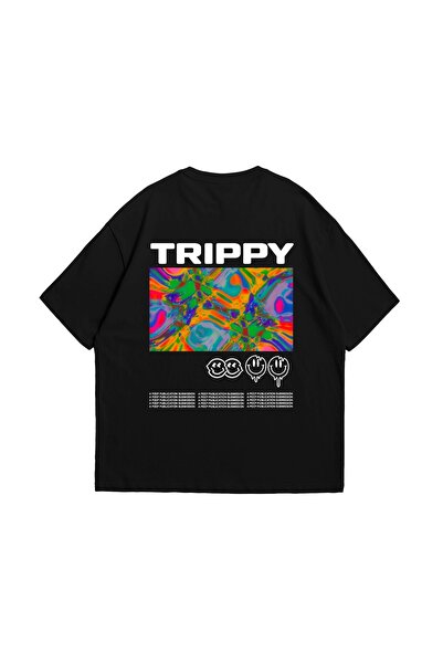 Tarzsokak Trippy Printed Oversize Unisex Negru
