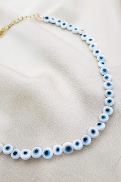 PETEK AKSESUAR Alaçatı Nazar Göz Kolye Beyaz