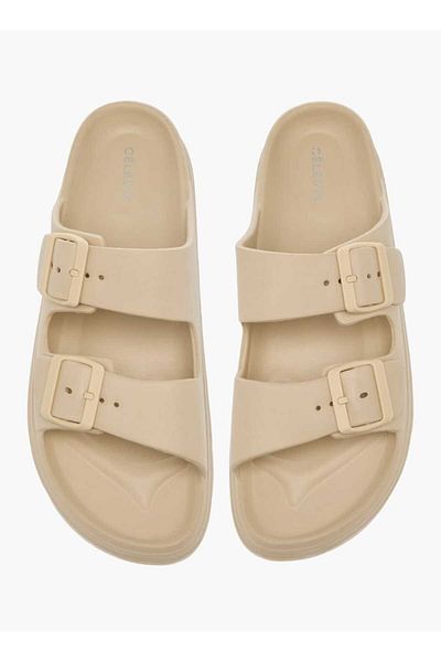 Celeste Women's Buckle Accent Slide Slippers with Slip-On Closure