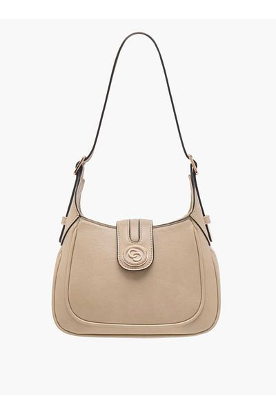 Celeste Logo Accent Shoulder Bag with Zip Closure