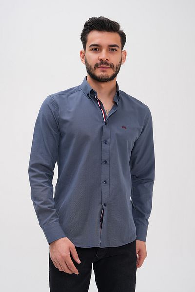 Basics&More Cămașă obișnuită pentru bărbați cu detaliu în dungi