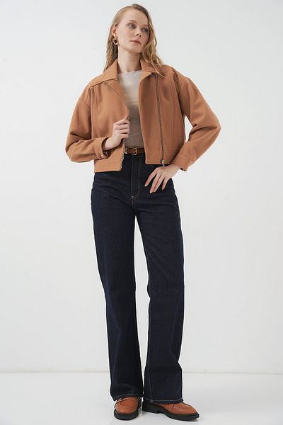 Bigdart 0717 Model Women's Short Cashew Jacket - Camel