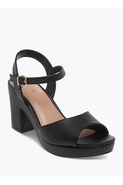 Celeste Women's Solid Sandals with Block Heels and Buckle Closure