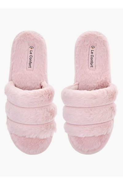 Le Confort Le Confort Faux Fur Textured Slip-On Bedroom Slippers