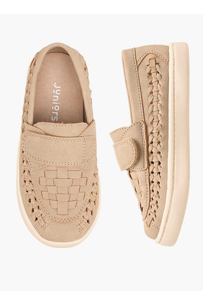 Barefeet Weave Textured Loafers with Hook and Loop Closure
