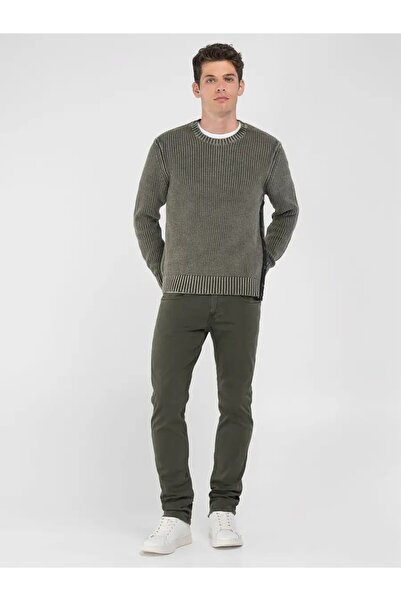 Replay Erkek Haki Çıt Çıt Detaylı Pamuk Kazak