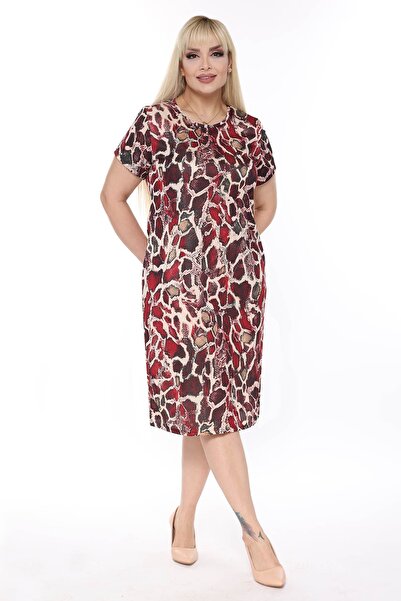 modayız Summer Pocket Plus Size Dress 12E-2318