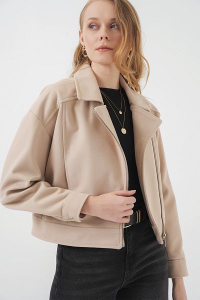 Bigdart 0717 Model Women's Short Cashew Jacket - Steinfarbe