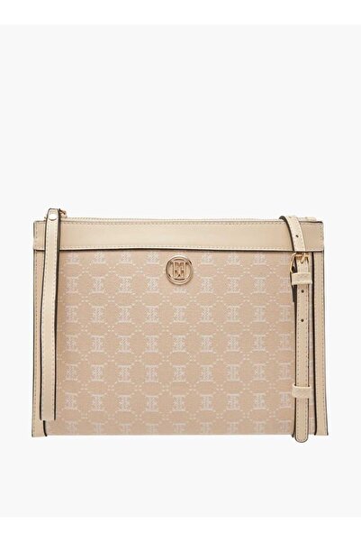 ELLE Monogram Textured Crossbody Bag with Adjustable Strap - W 1 x H 16 x D 27 cm