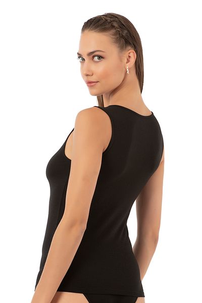 ÖZKAN underwear Özkan 26955 Women's Cotton Modal Flexible Soft Front Lace Detailed V-Neck Thick Strap Tank Top