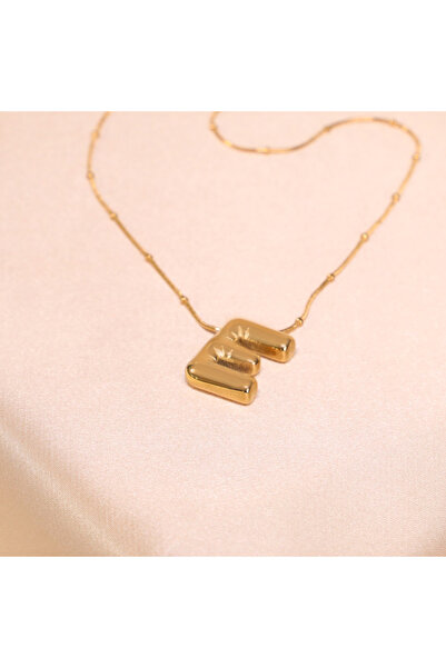 FOURSOLOS قلادة نسائية من الفولاذ، قلادة بحروف ذهبية اللون، تفاصيل من الخرز، ...