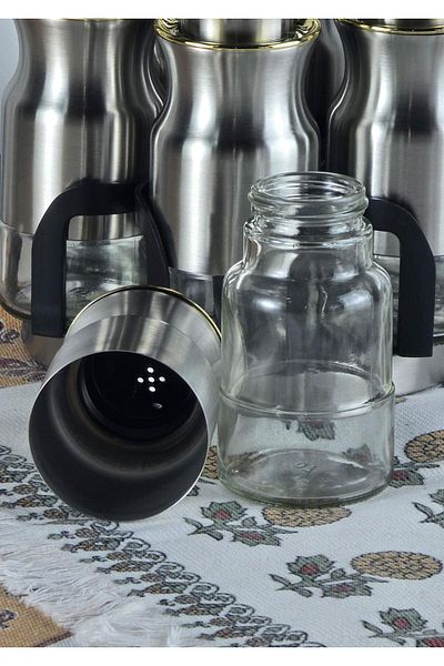 HomeTarz Stainless Steel Protect Spice Rack Set - Salt Shaker Pepper Shakers Set with Swivel Stand - 13 Pieces