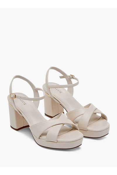 Celeste Women's Textured Sandals with Block Heels and Buckle Closure