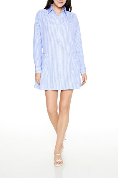 Forever 21 Çizgili Poplin Gömlek Elbise
