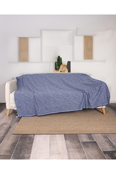Bumedo Çok Amaçlı Pamuklu Kaliteli Sık Dokuma 175x215 Cm Kaymaz Koltuk Kanepe Örtüsü - Lacivert