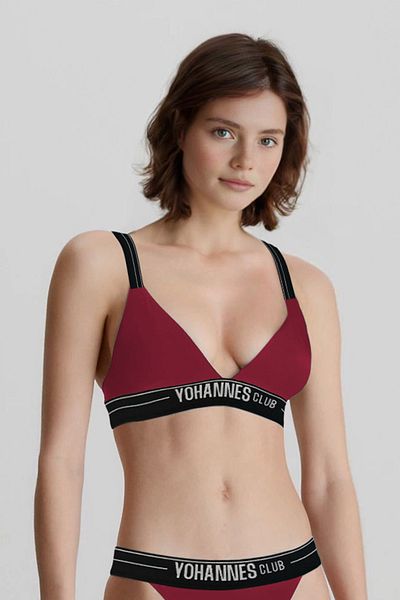 Yohannes Club Burgundy Colored Single Strap Women's Bra - Elastic