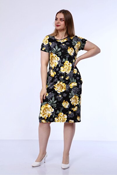 modayız Floral Print Plus Size Dress 21E-1805