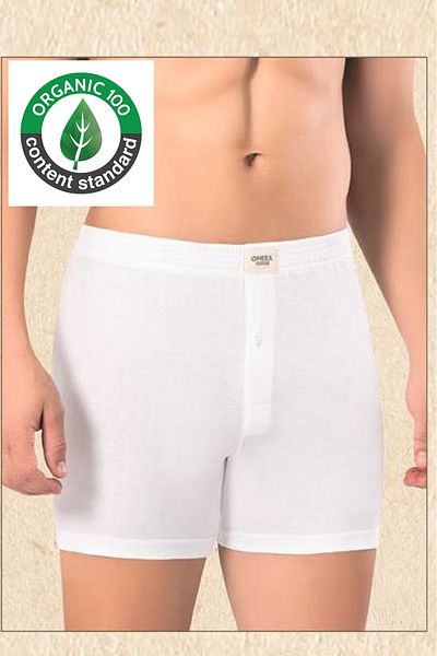 OMERA 4 Pieces, 100% Organic Cotton, Men's Button Boxers