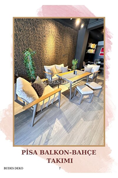 BUDES DEKO PİSA BALKON-BAHÇE TAKIMI 2+1+1+MASA+2PUF