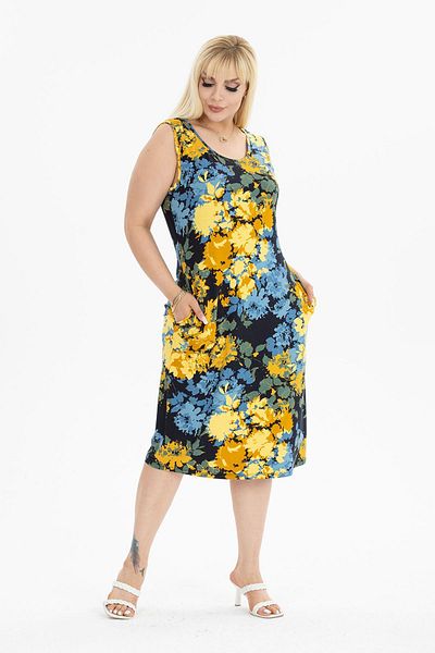 modayız Summer Sleeveless Pocket Plus Size Dress 9B-2389