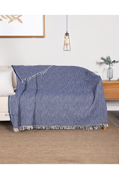 Bumedo Çok Amaçlı Pamuklu Kaliteli Sık Dokuma 175x215 Cm Kaymaz Koltuk Kanepe Örtüsü - Lacivert
