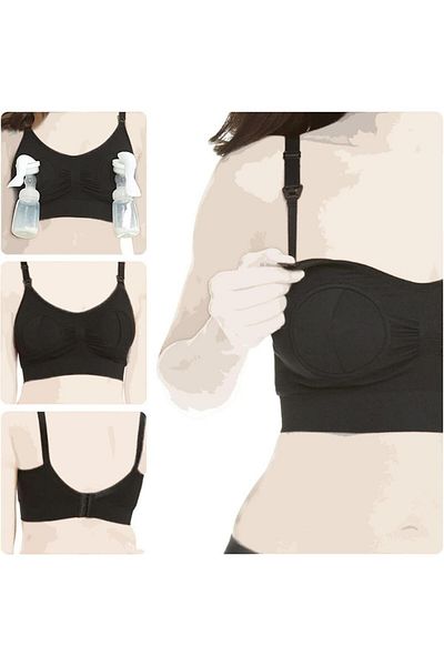 Blooming Blossom Hands free Pumping & Nursing Bra, Black - M