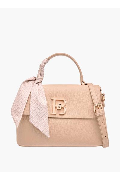 Flora Bella by Shoexpress Flora Bella Textured Satchel Bag with Twist Lock Closure and Scarf Detail