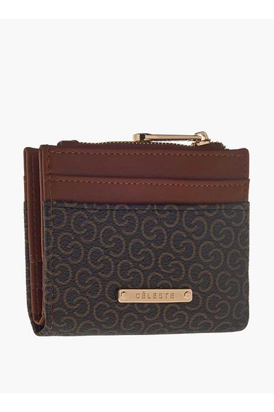 Celeste Monogram Print Bi-Fold Wallet with Flap Closure