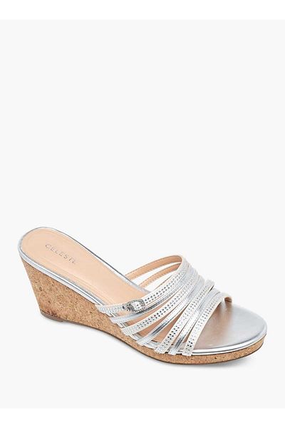 Celeste Women's Diamante Wedge Sandals with Slip On Closure