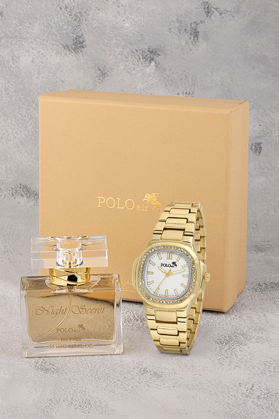 Polo Air Kadın Kol Saati Ve 55 ml Parfüm Seti Hediyelik Kutsunda Kombin Gold ...