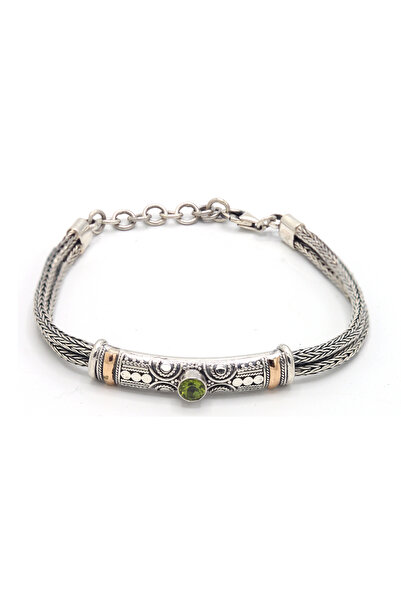 Midyat Nurtaş Gümüş Yeşim Taşlı 925 Ayar Saf Gümüş Hasır Zincir Unisex 2'li Set 201023671