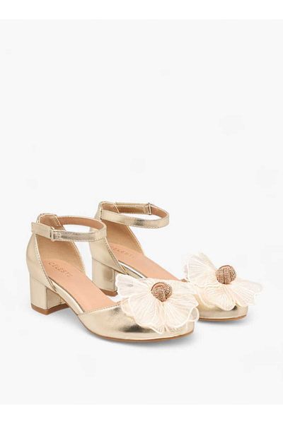 Celeste Girls' Floral Embellished Shoes with Hook and Loop Closure