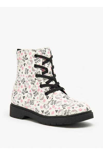 Hello Kitty Girls Printed Low Ankle Boots with Zip Closure