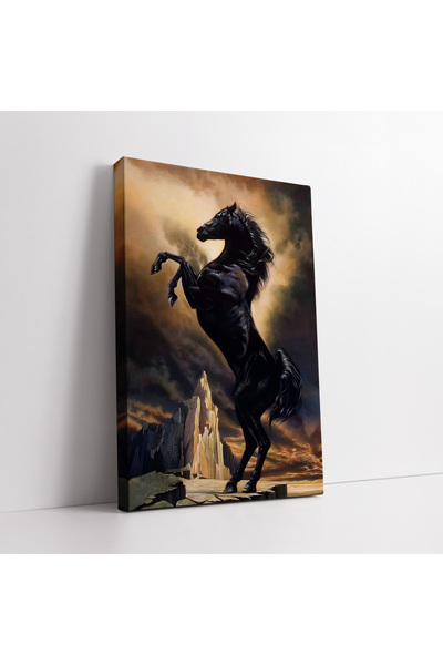 KOSS Dijital Διακοσμητικός πίνακας σε καμβά με μαύρο άλογο, διακόσμηση τοίχου...