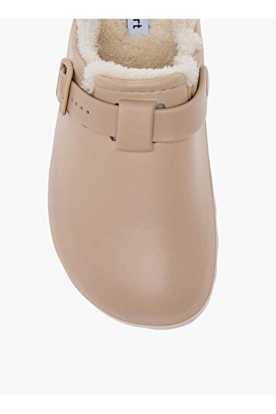 Le Confort Le Confort Solid Bedroom Mules with Fur Accent and Buckle Detail