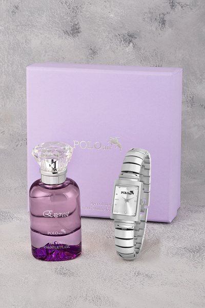 Polo Air Kadın Kol Saati Ve 55 ml Parfüm Seti Mor Hediyelik Kutsunda Kombin G...