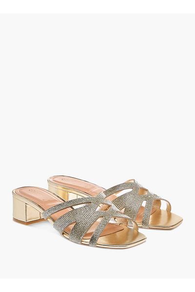 Celeste Women's Embellished Slip-On Sandals with Block Heels