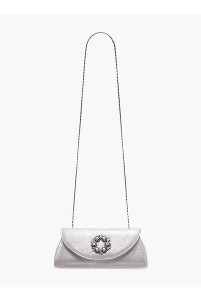 Celeste Embellished Clutch with Flap Closure and Detachable Strap