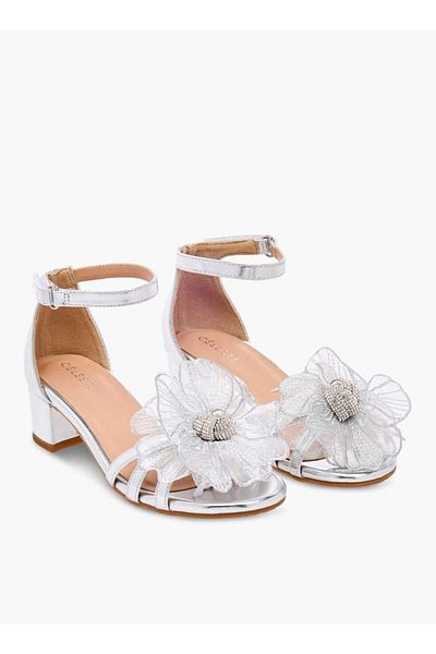 Celeste Celeste Girls' Flower Applique Sandals with Block Heels