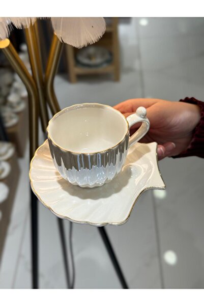 Onedekor 6-Piece Mother of Pearl Pearl Porcelain Coffee Cup - Gold